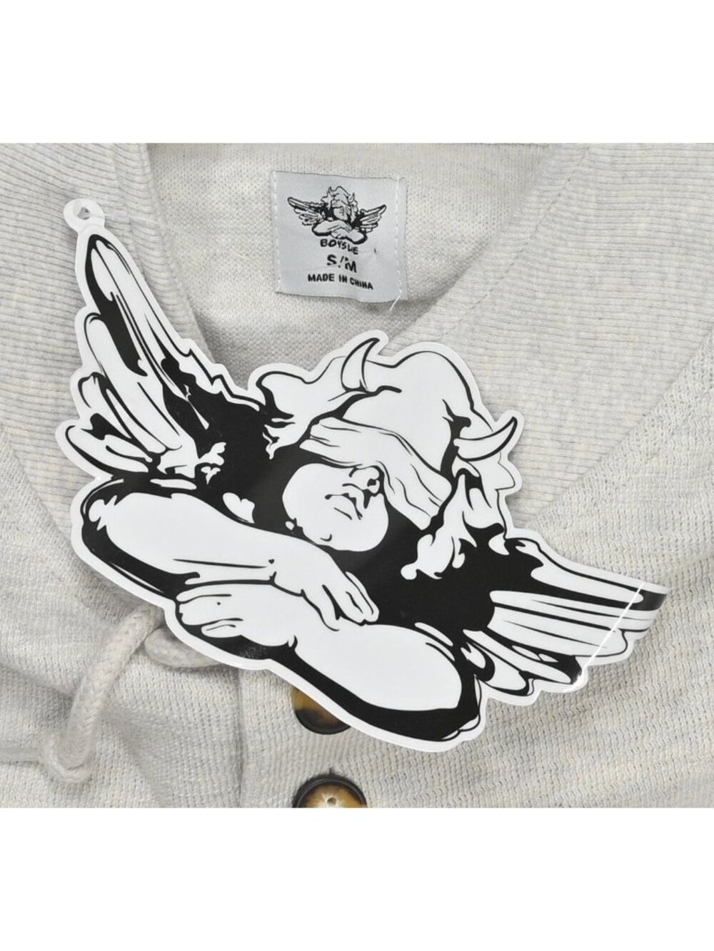 Boys Lie Athletics Henley Crewneck in Heather Ash Grey - Picture 3 of 5